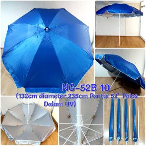 NAGOYA ^ NG-52B-10 ' PAYUNG PANTAI 52" BIRU UV DALAM SILVER